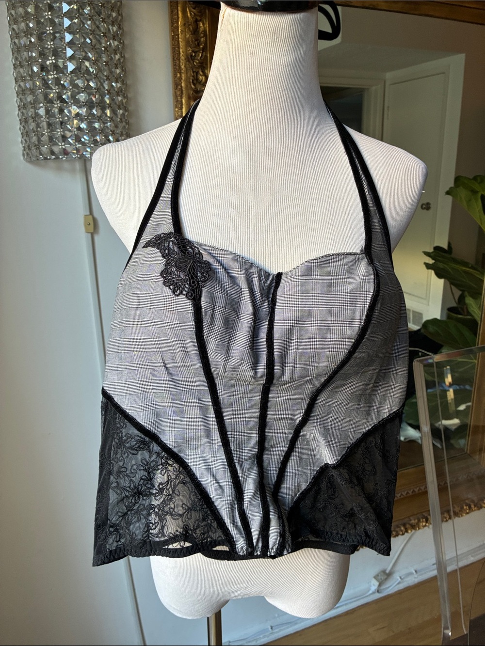 Simone perele Black Lace-Trim Halter Bustier Top - Women Intimates & Sleepwear